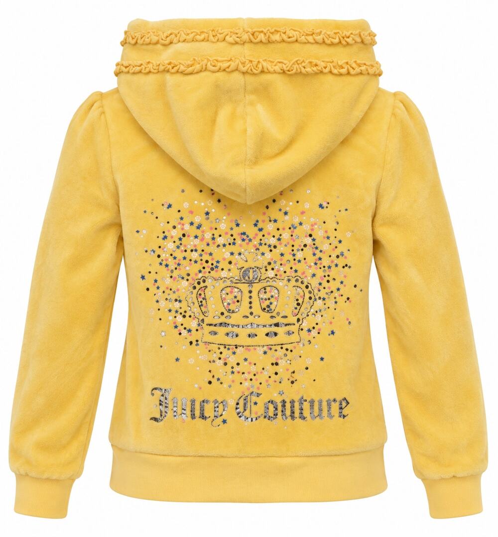 Juicy Couture Girls Size 7 Yellow Terry Hoodie Crown  2000s Glam